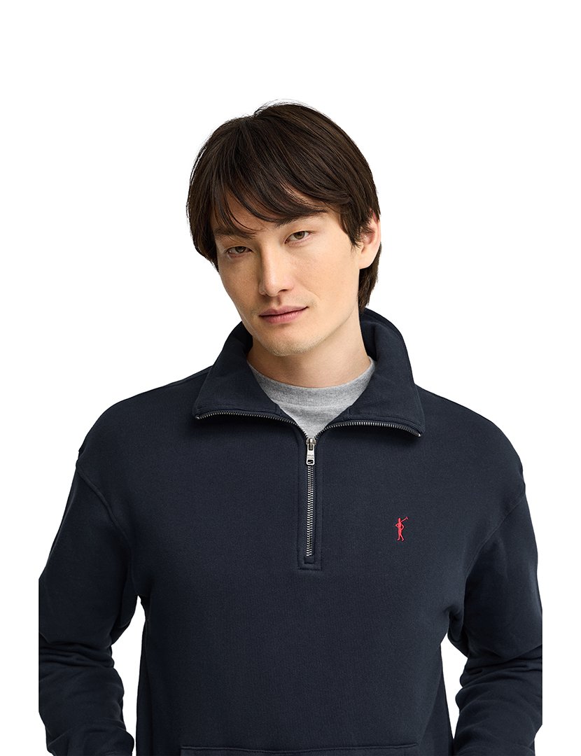 Sweatshirt com meio fecho Azul Marinho