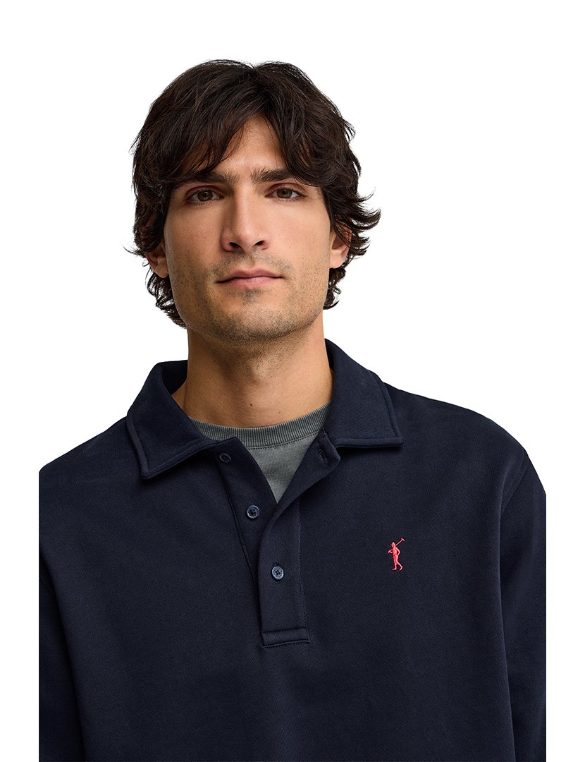 Pólo de manga comprida regular fit Azul Marinho