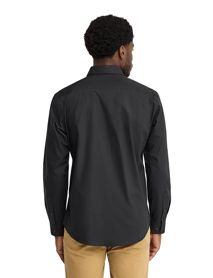 Camisa de manga comprida slim fit Preto