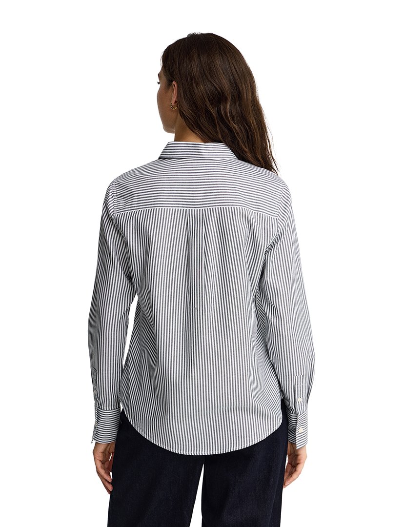 Camisa de manga comprida às riscas regular fit Azul Marinho