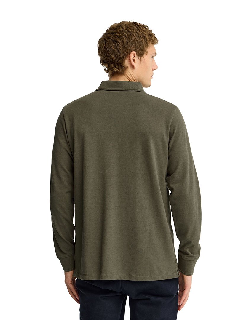 Pólo de manga comprida regular fit Verde Militar