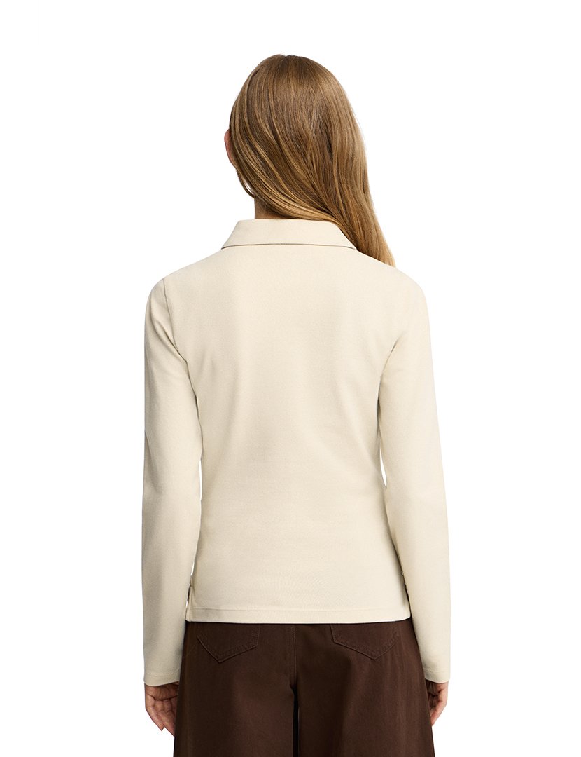 Pólo de manga comprida slim fit Bege