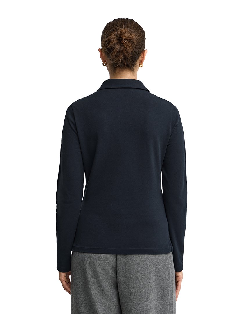 Pólo de manga comprida slim fit Azul Marinho