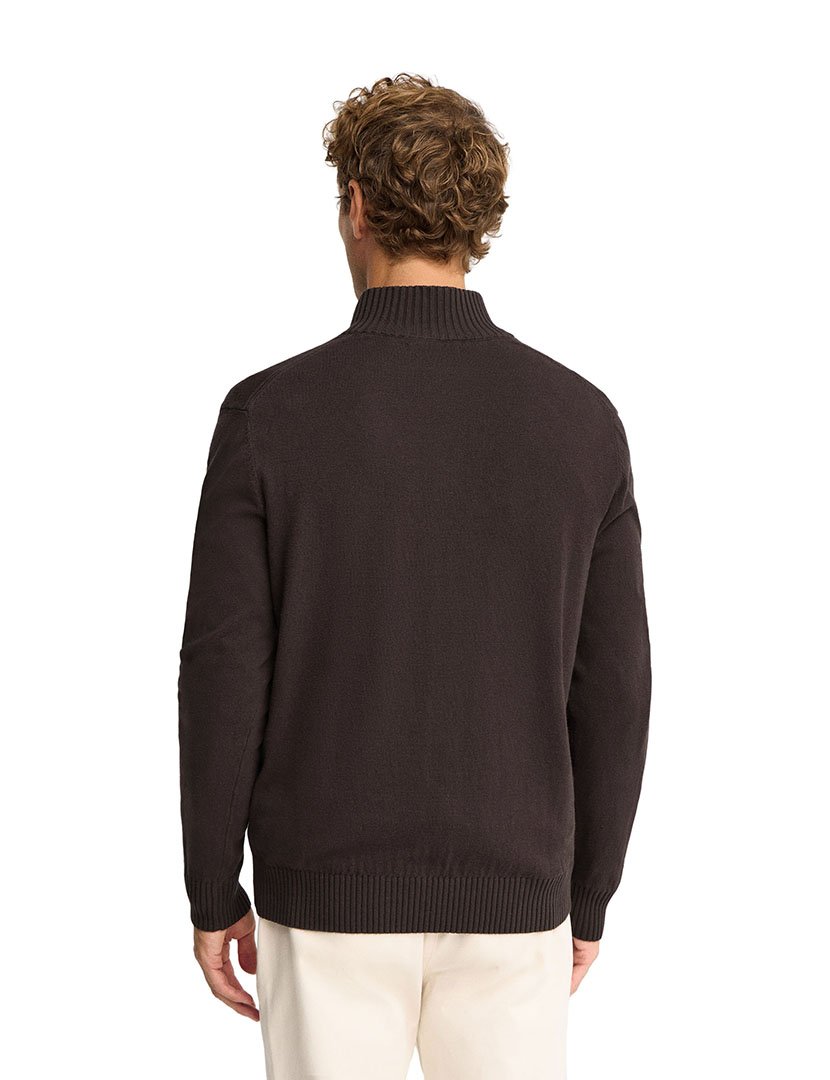 Camisola com meio fecho de lã GG12 Castano Escuro