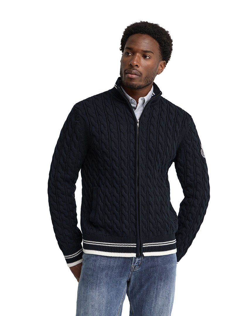 Cardigan emblema náutico GG5 Azul Marinho