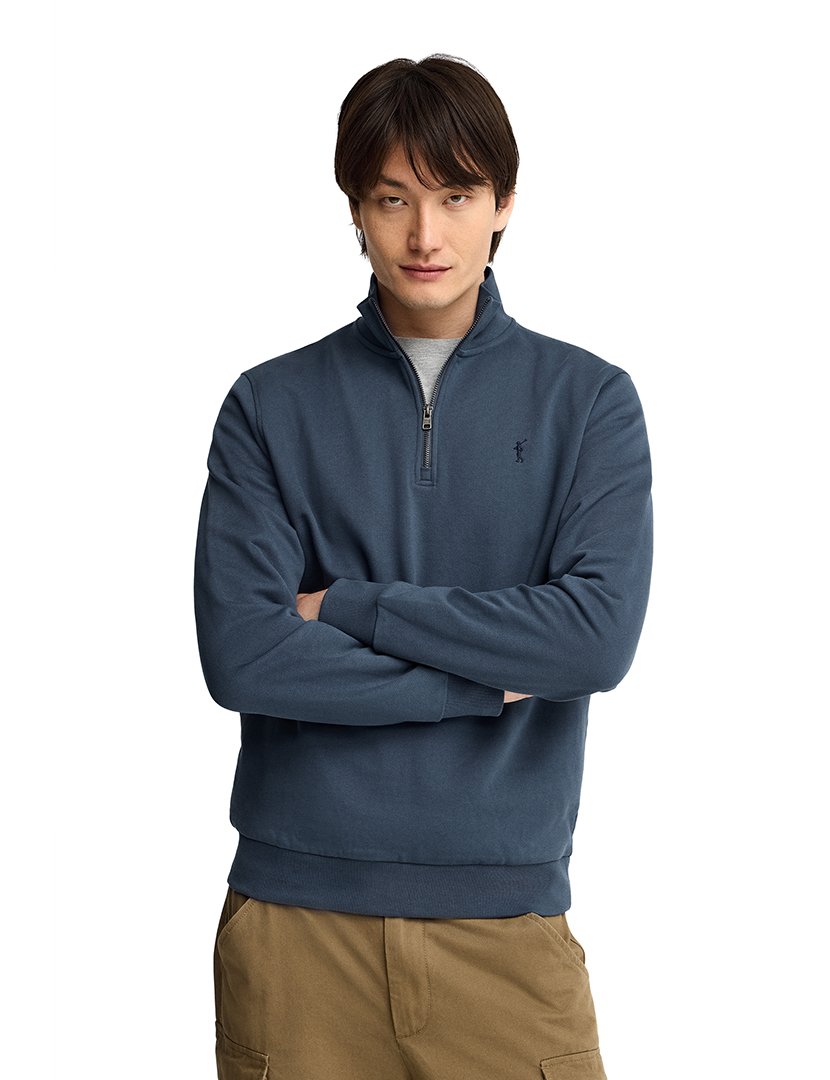 Sweatshirt com meio fecho regular fit Azul