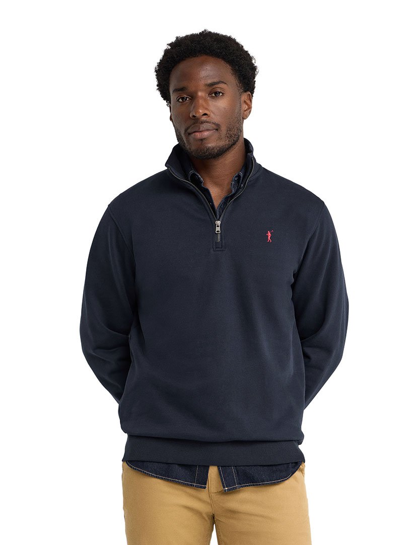 Sweatshirt com meio fecho regular fit Azul Marinho