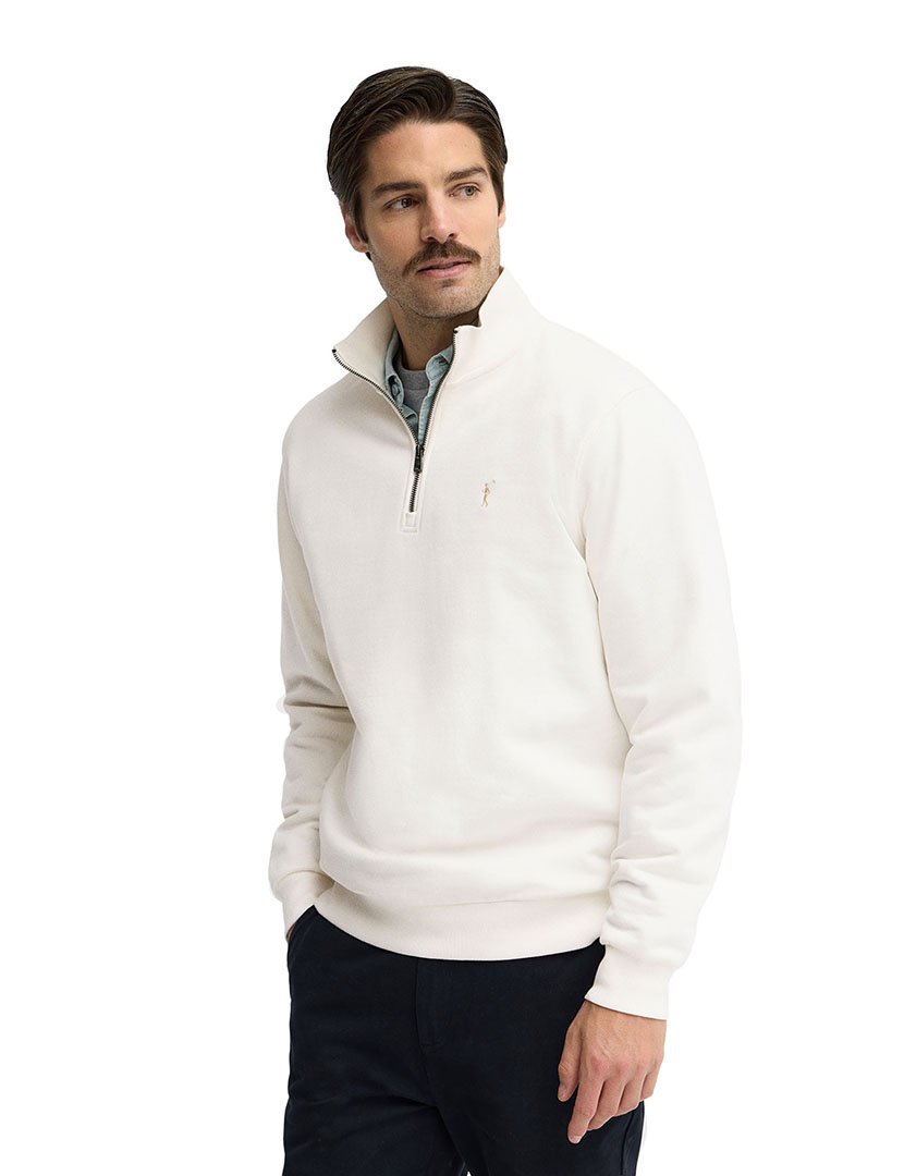 Sweatshirt com meio fecho regular fit Bege