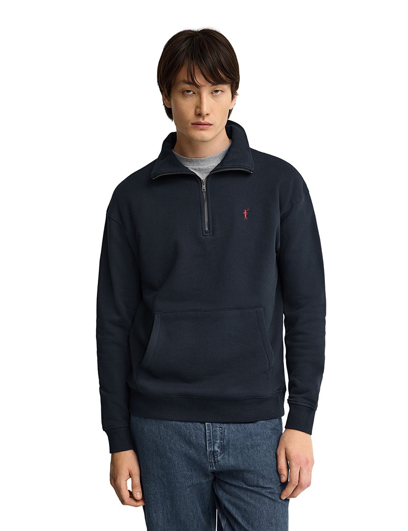 Sweatshirt com meio fecho Azul Marinho