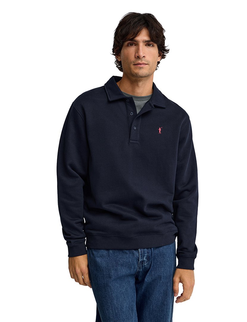 Pólo de manga comprida regular fit Azul Marinho