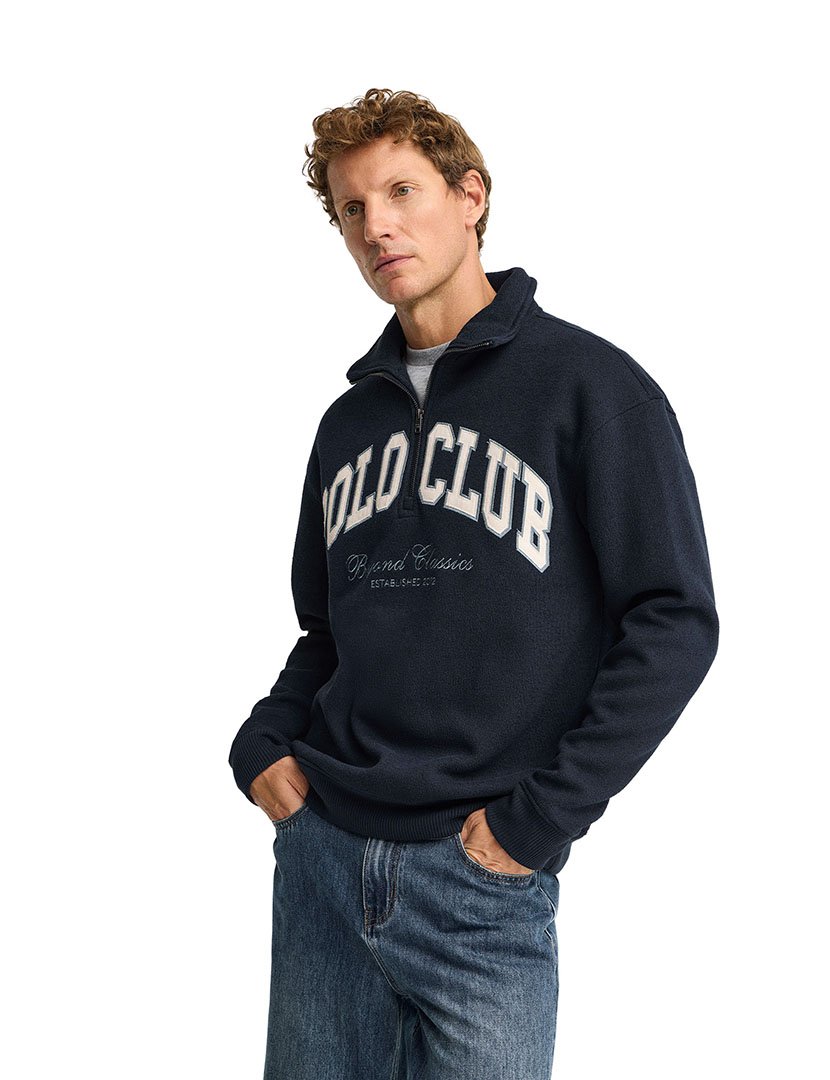 Sweatshirt com meio fecho Seldon Azul Marinho
