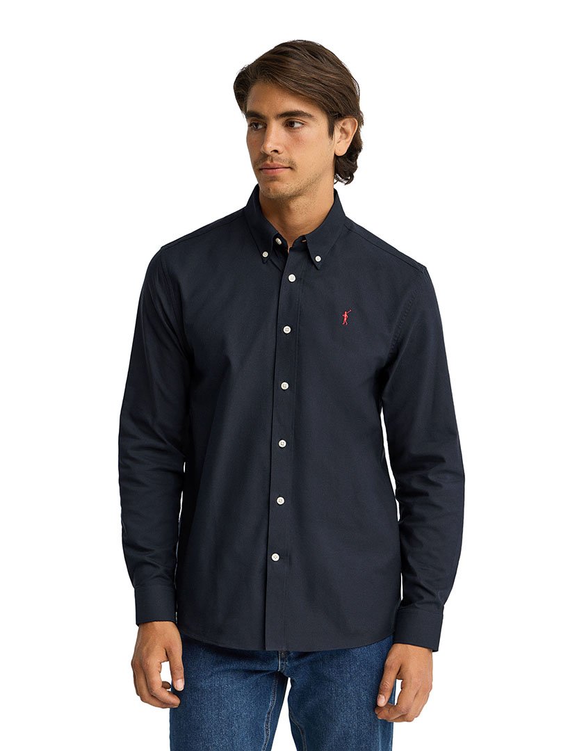 Camisa de manga comprida Oxford Azul Marinho