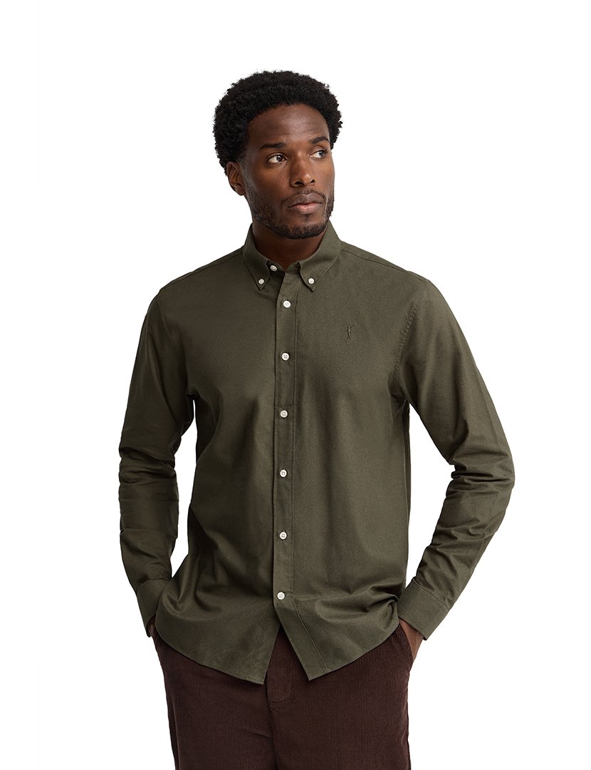 Camisa de manga comprida Oxford Verde Militar