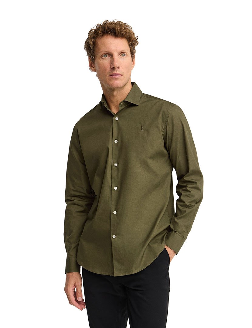 Camisa de manga comprida slim fit Verde Olive
