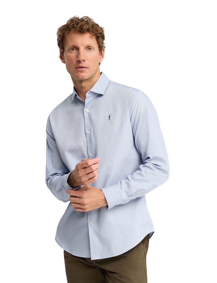 Camisa de manga comprida slim fit Azul Claro