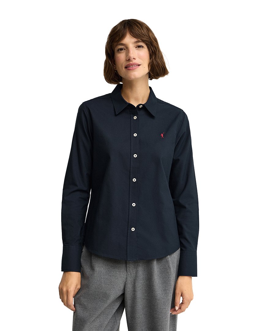 Camisa de manga comprida Oxford Azul Marinho