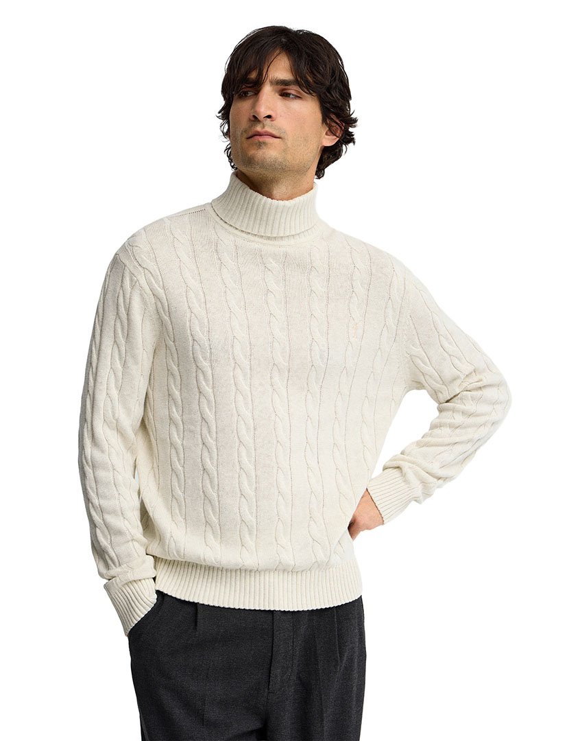 Camisola de gola alta de lã GG9 Bege
