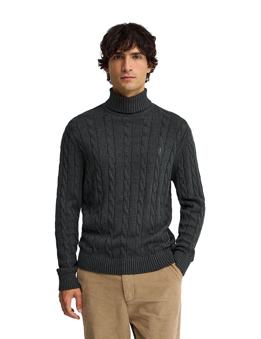 Camisola de gola alta de lã GG9 Cinzento