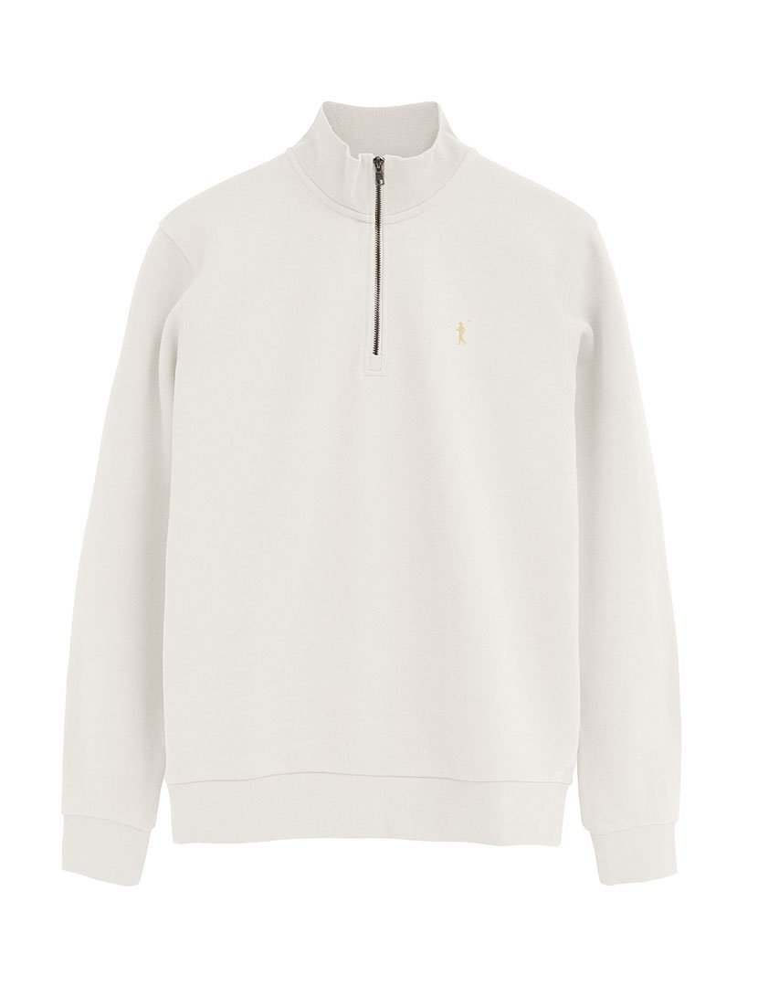 Sweatshirt com meio fecho regular fit Bege
