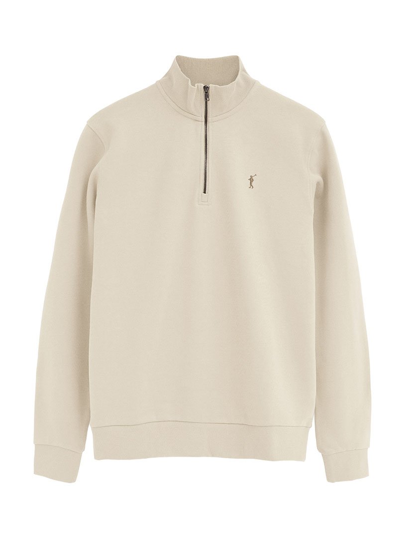 Sweatshirt com meio fecho regular fit Bege