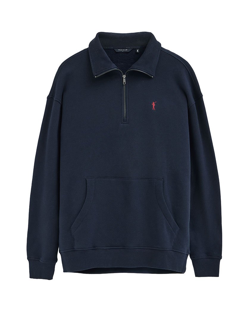 Sweatshirt com meio fecho Azul Marinho