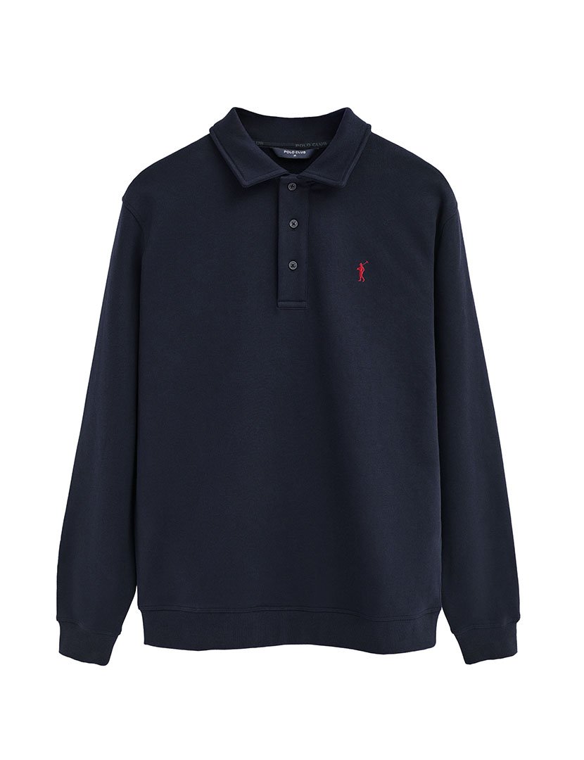 Pólo de manga comprida regular fit Azul Marinho