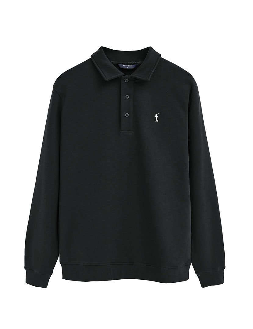 Pólo de manga comprida regular fit Preto