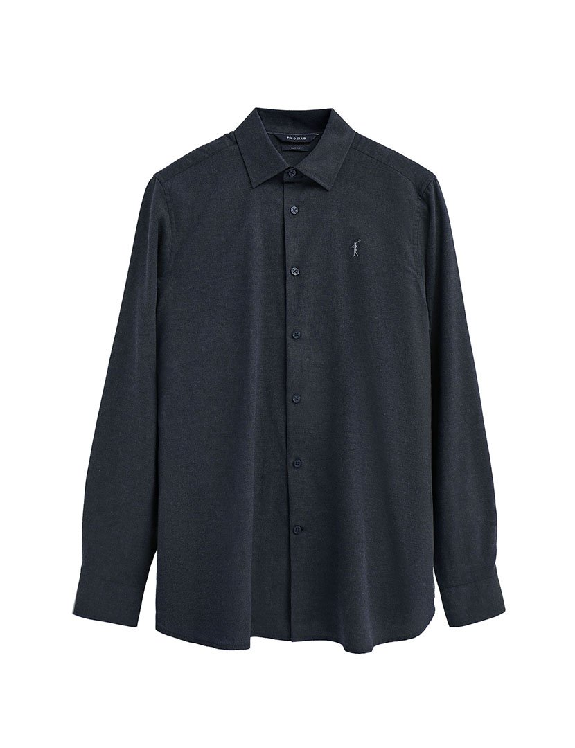 Camisa de manga comprida Melange slim fit Azul Marinho