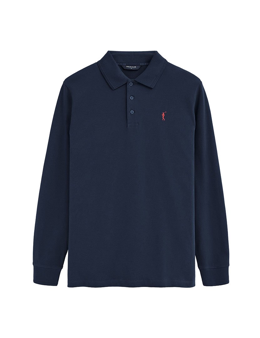 Pólo de manga comprida regular fit Azul Marinho