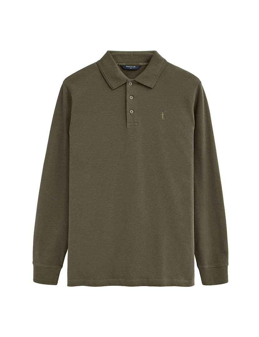 Pólo de manga comprida regular fit Verde Militar