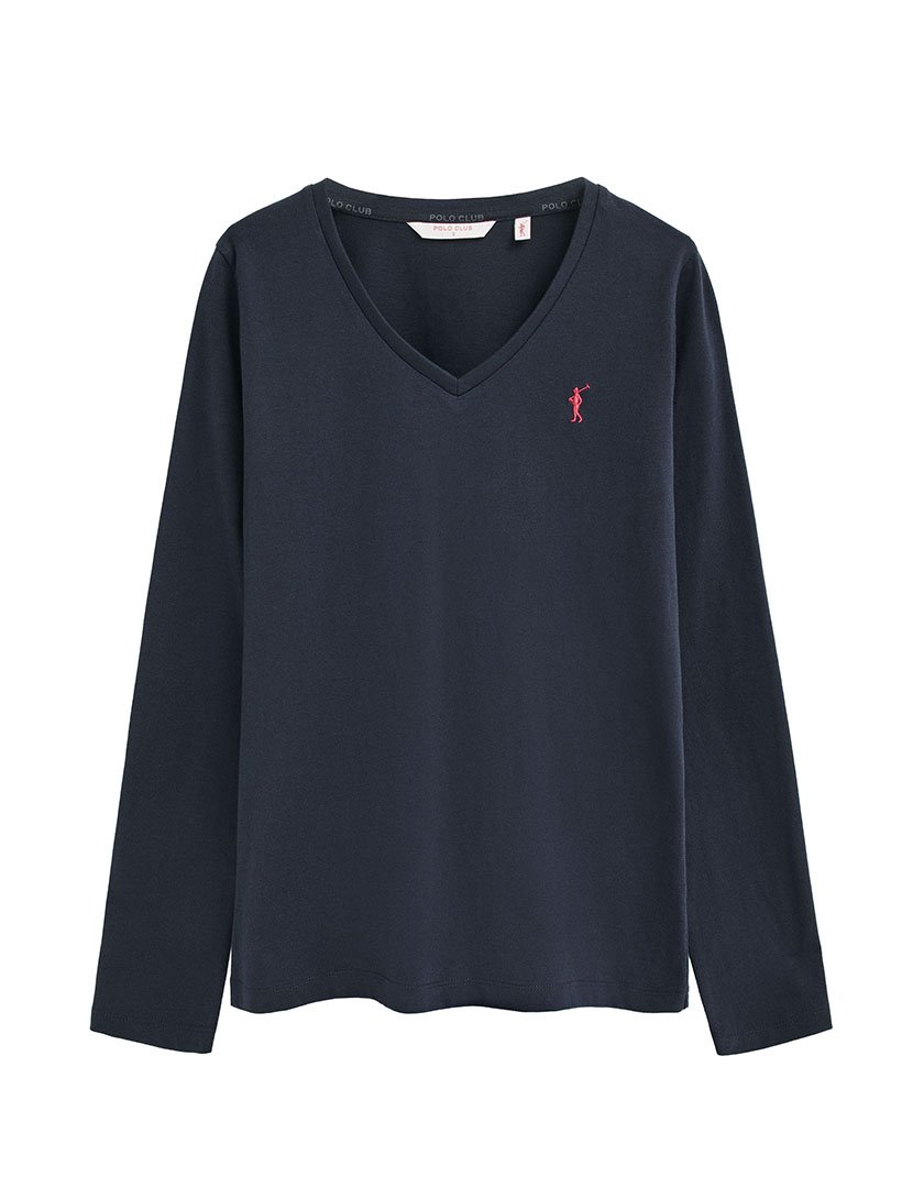 Camisola gola em V Azul Marinho