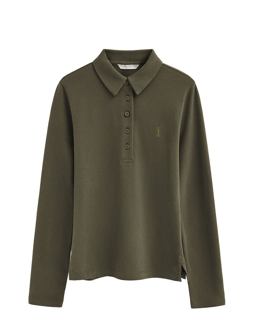 Pólo de manga comprida slim fit Verde Militar