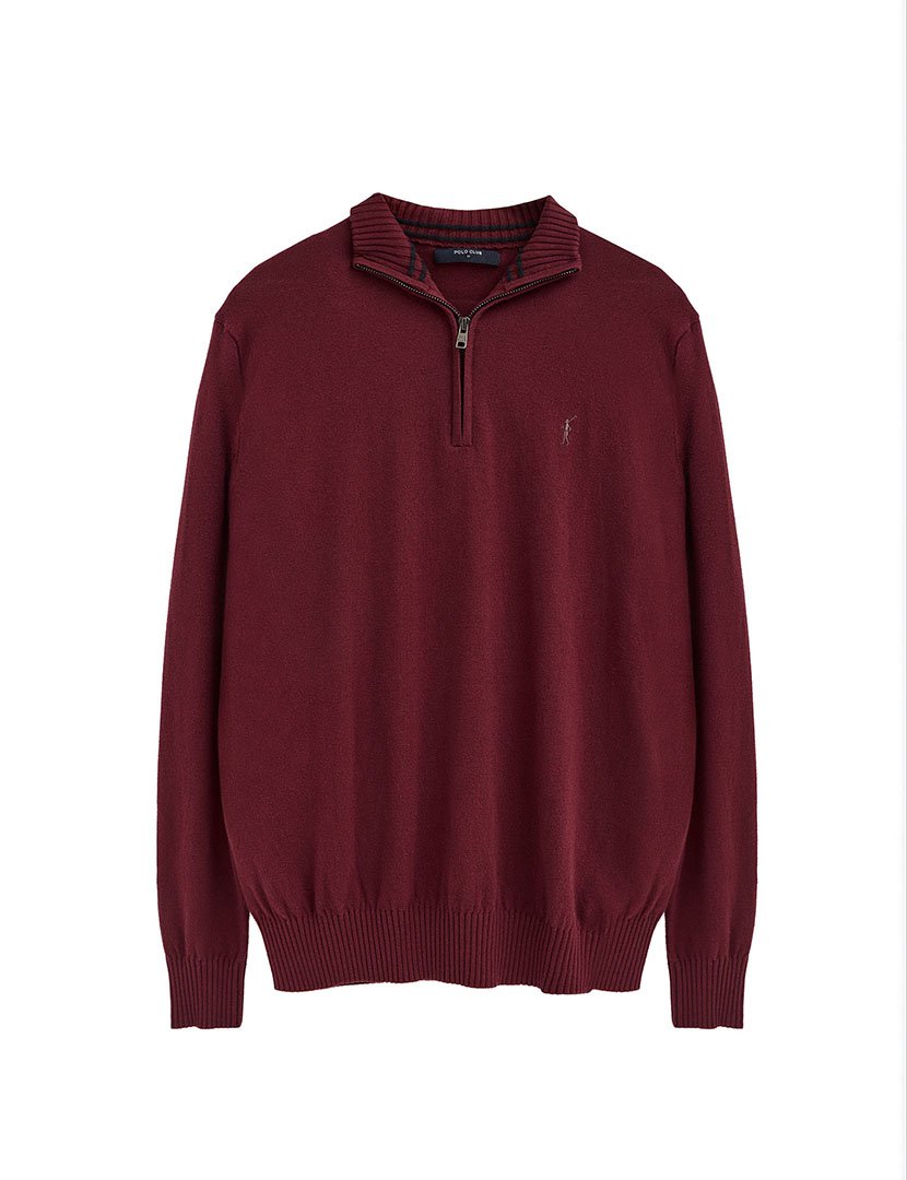 Camisola com meio fecho de lã GG12 Bordô