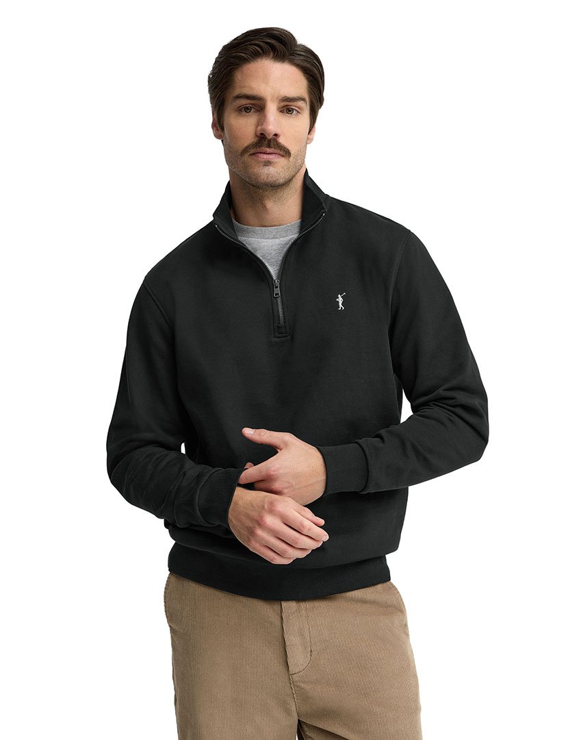 Sweatshirt com meio fecho regular fit Preto