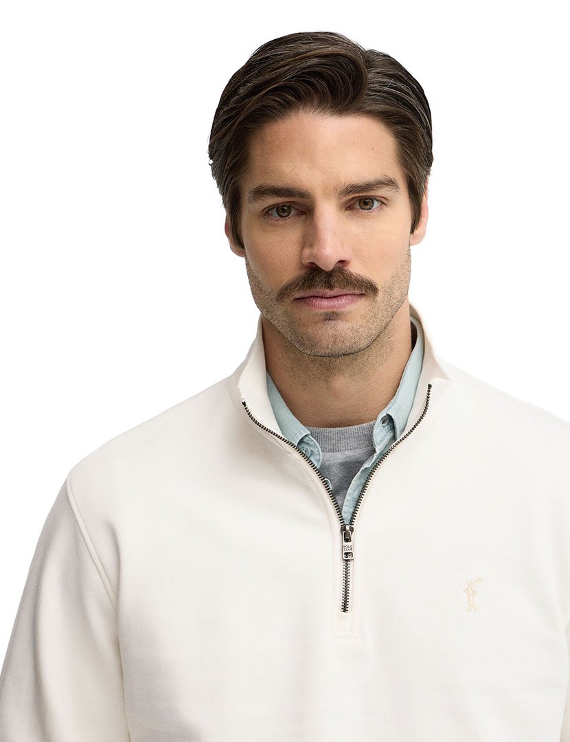 Sweatshirt com meio fecho regular fit Bege