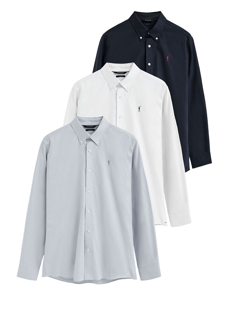 Pack 3 Camisas de manga comprida Oxford