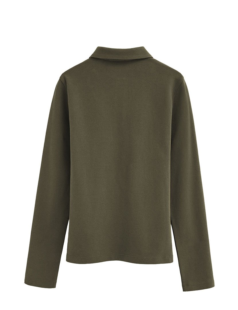 Pólo de manga comprida slim fit Verde Militar