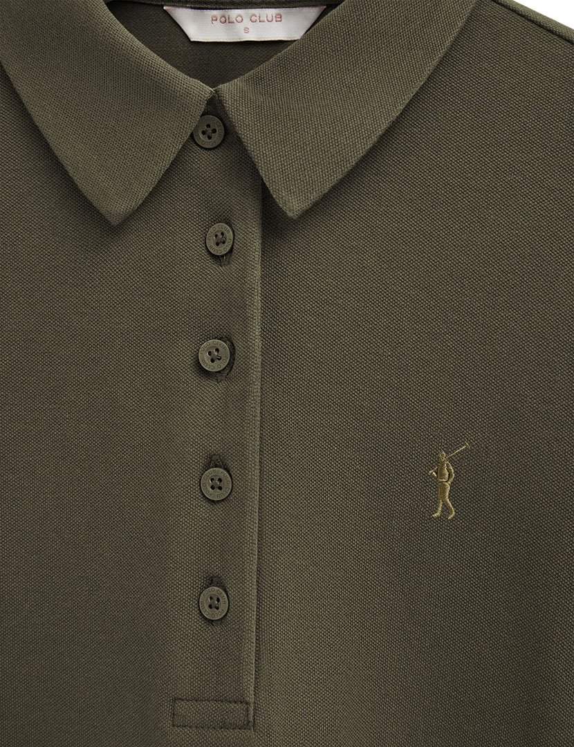 Pólo de manga comprida slim fit Verde Militar